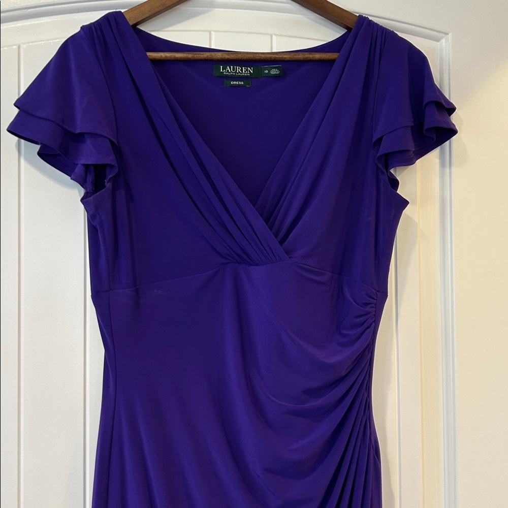 Lauren Ralph Lauren Purple Gathered Side Women's Dress - Picture 4 of 11